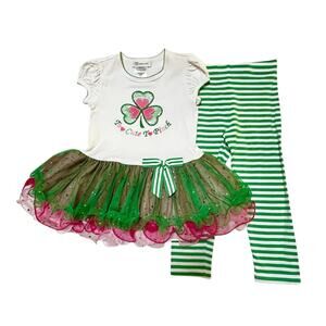 Bonnie Jean St Patrick’s Day Shamrock Tulle Outfit Size 4T